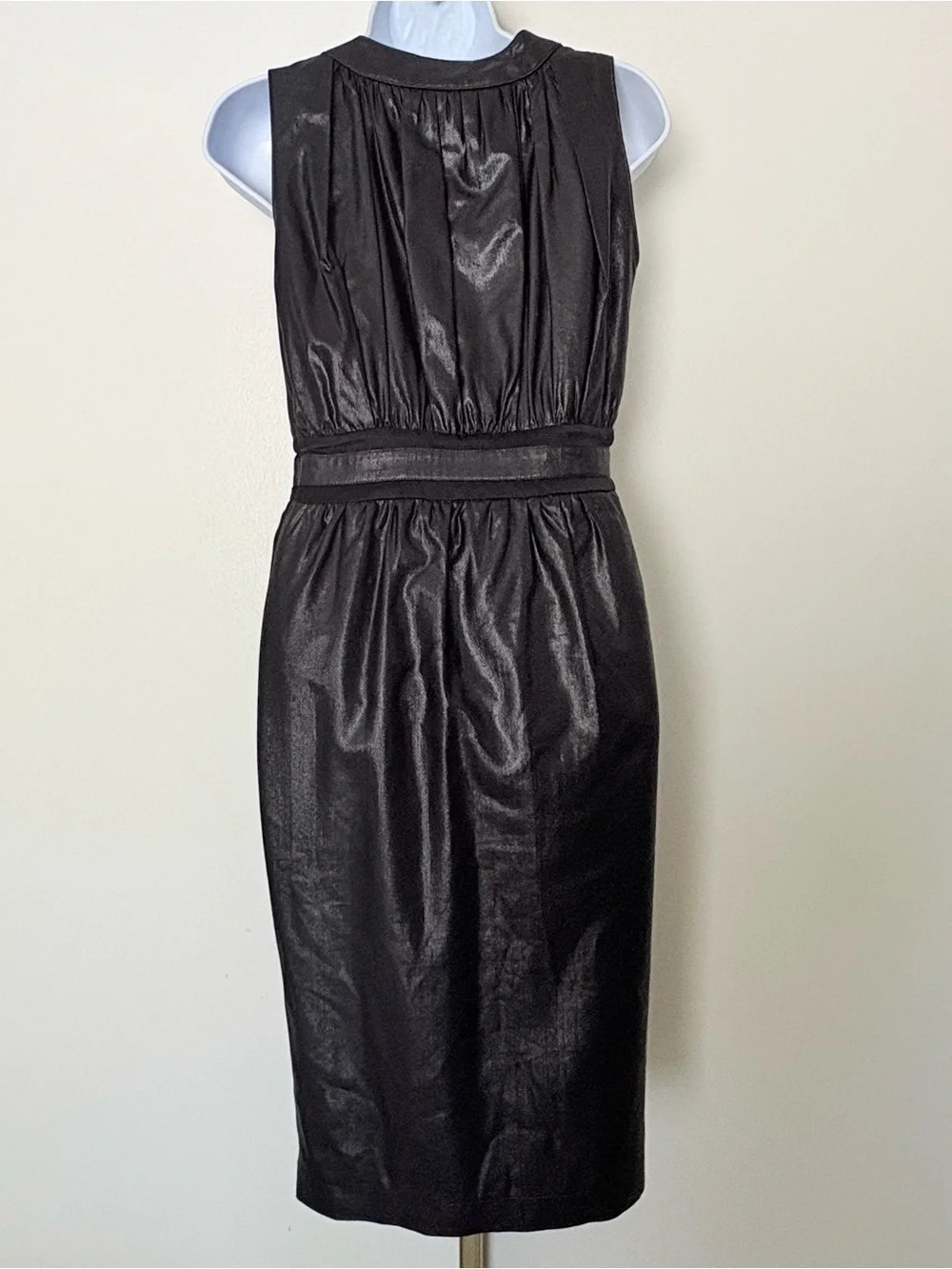 Just Cavalli Coated Black Plunge V-Neck Dress IT 42 US 6 Animal Print Lining EUC
